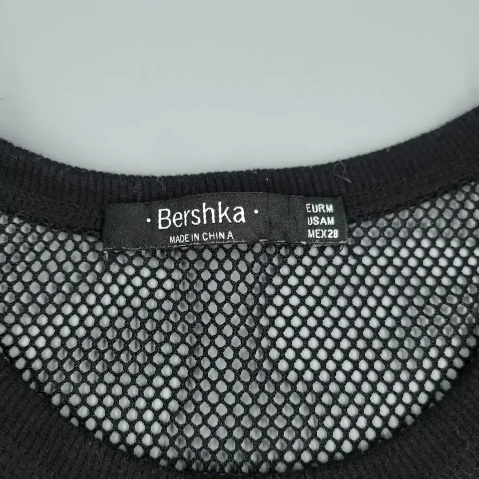 BERSHKA 버쉬카 블랙 메쉬 시스루 레이어드 롱 반팔 원피스 XL