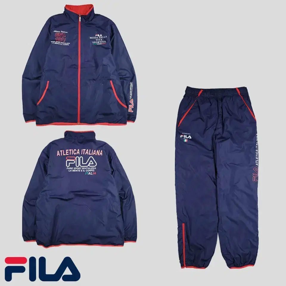 FILA FILA 00s JP Navy Multi-Printing Logo Brushed Padded Padding