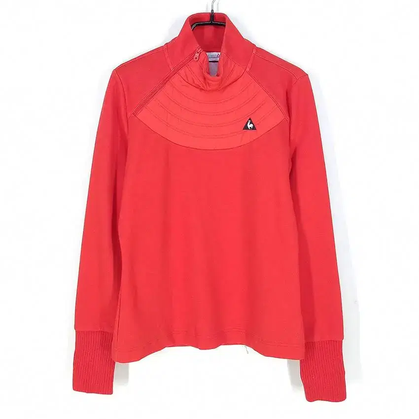 Le Coq Women's Diagonal Zip High Neck Long Sleeve Tee Orange Red (HU29756)