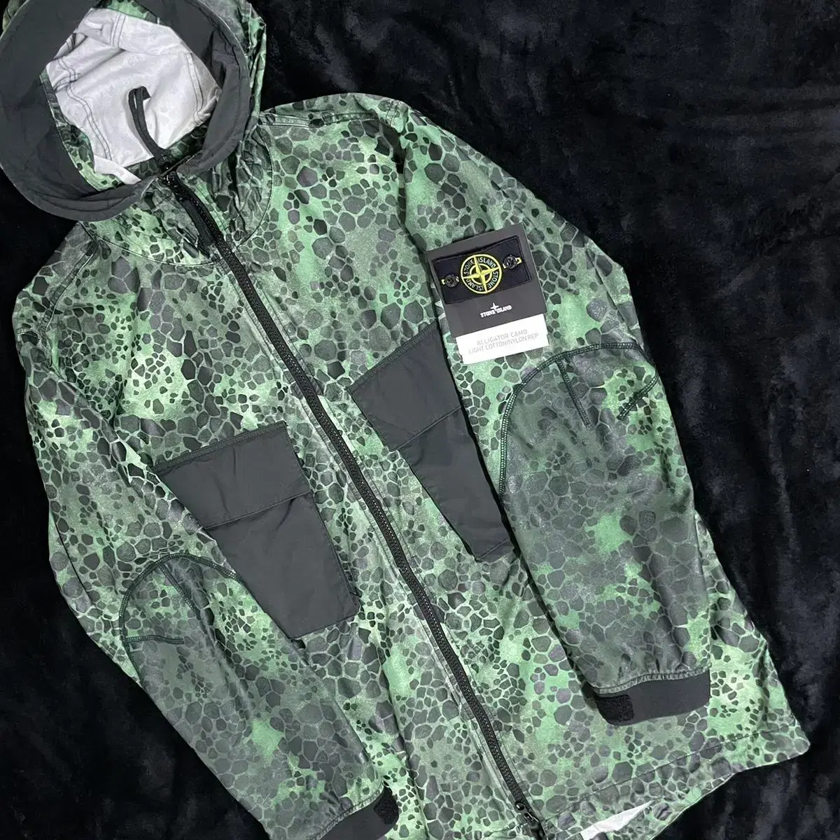 SS18 Stone Island Alligator Camo Light Cotton Nylon Wrap Green