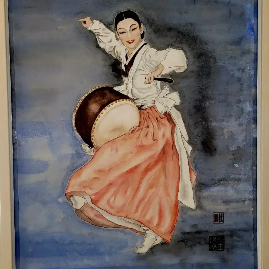 미인도 진도북춤 민화 작품 그림 액자