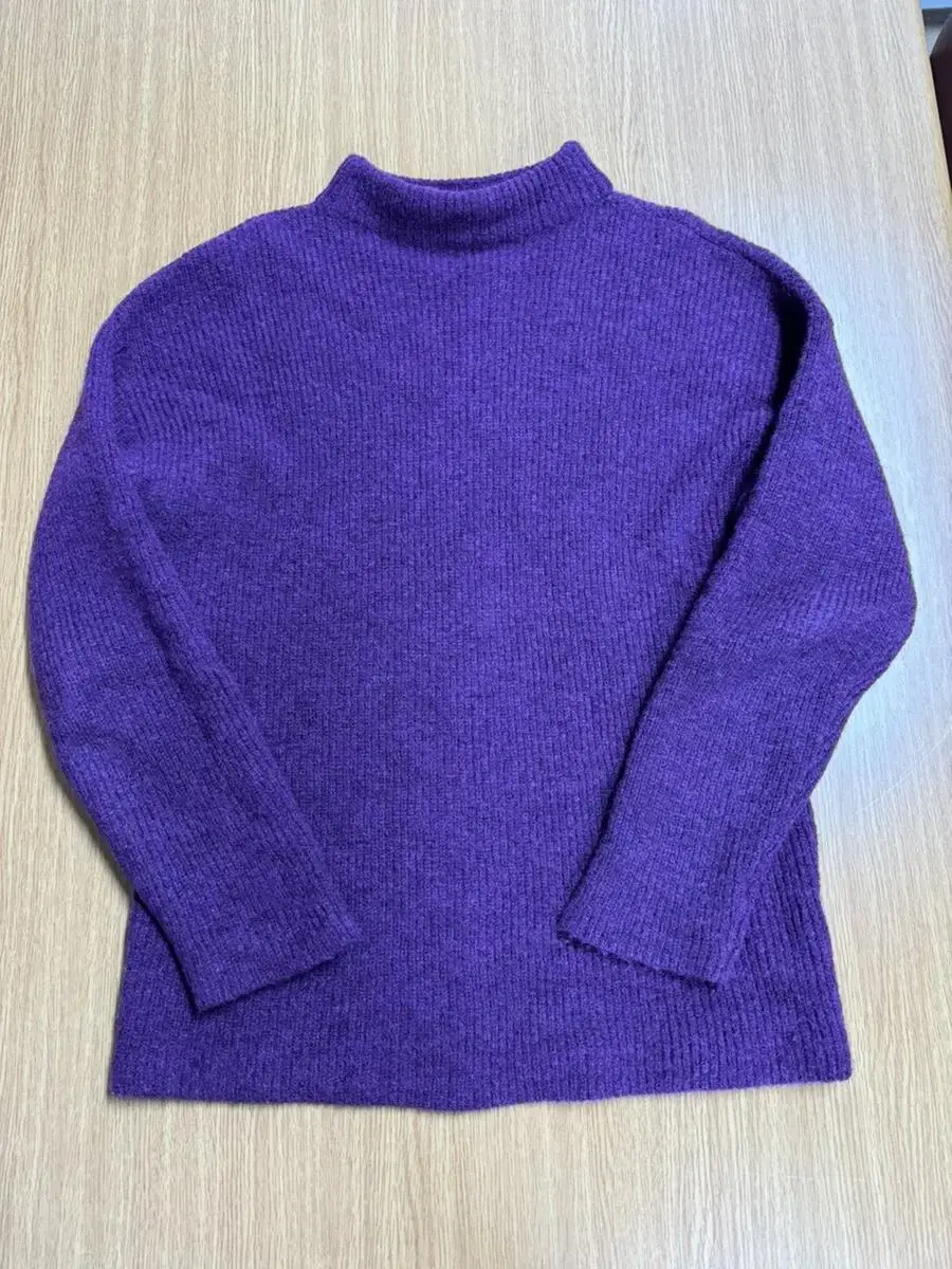 COS Mock Neck 100% Burgundy/Purple Chunky Wool Knit