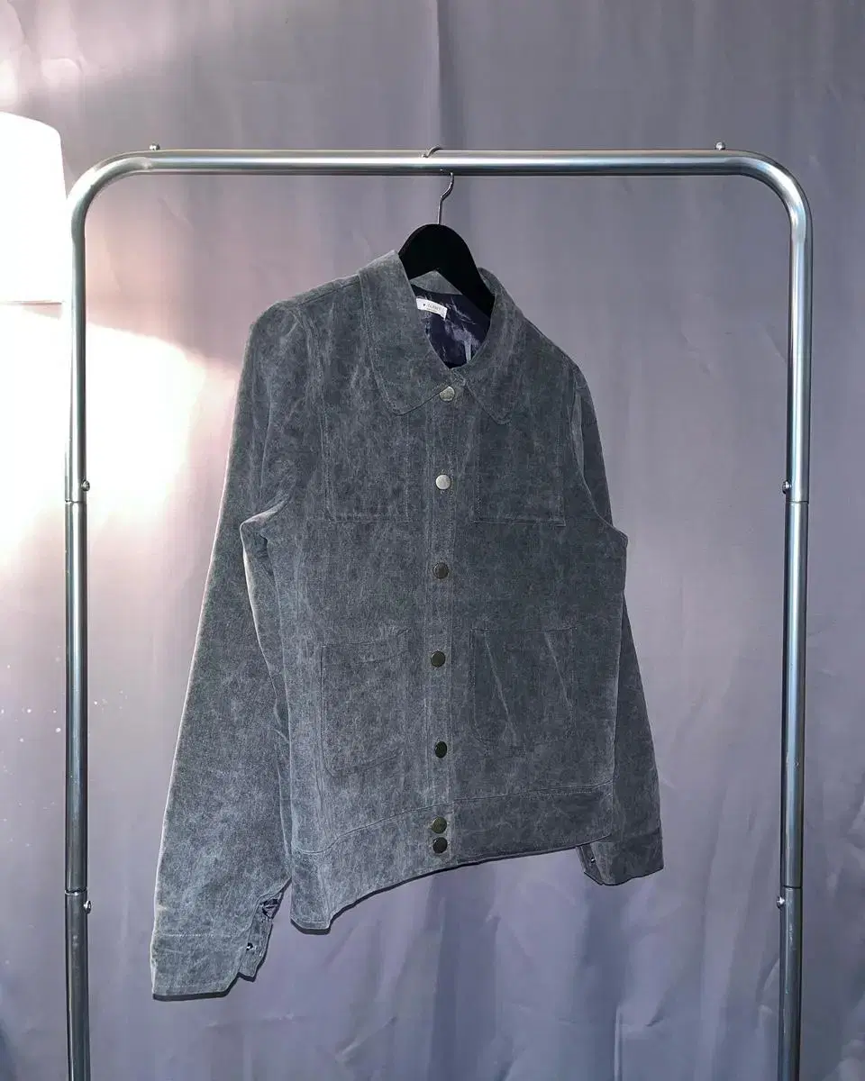 Charcoal washed short jacket.