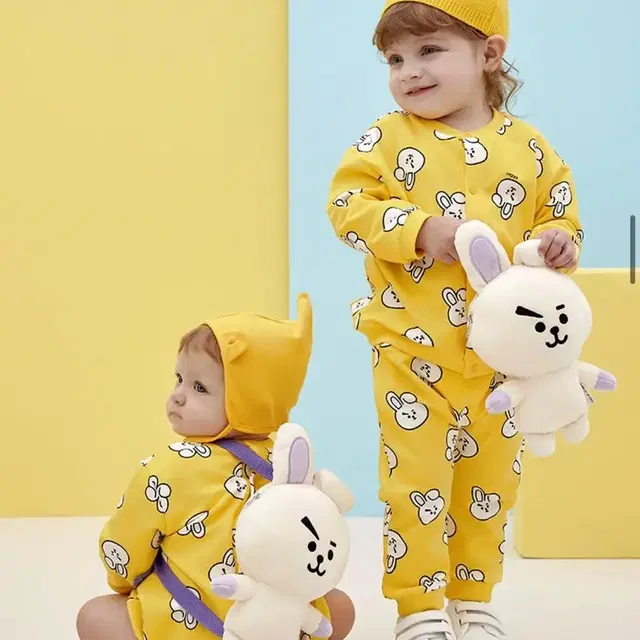 Ettoi 아기 돌 백일 봄옷 우주복 에뜨와 BT21 패턴상하 세트