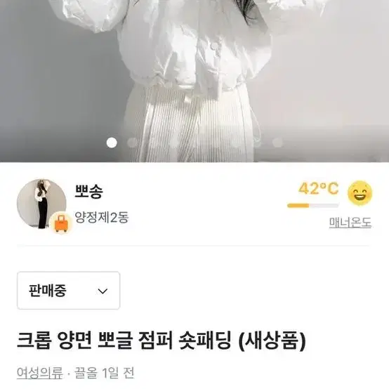 크롭 양면 뽀글이 숏패딩 (새상품)