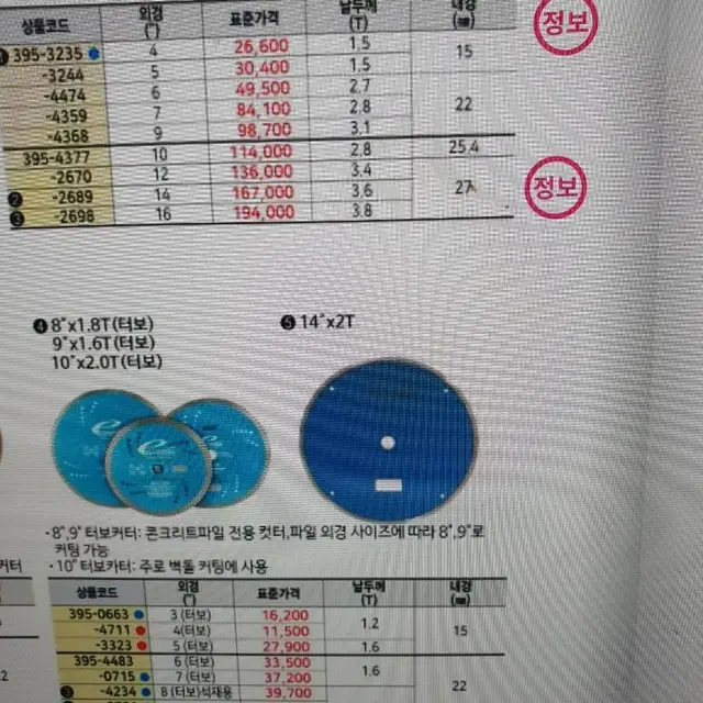 타일용터보컷터 EHWA 4인치1.2T 새상품