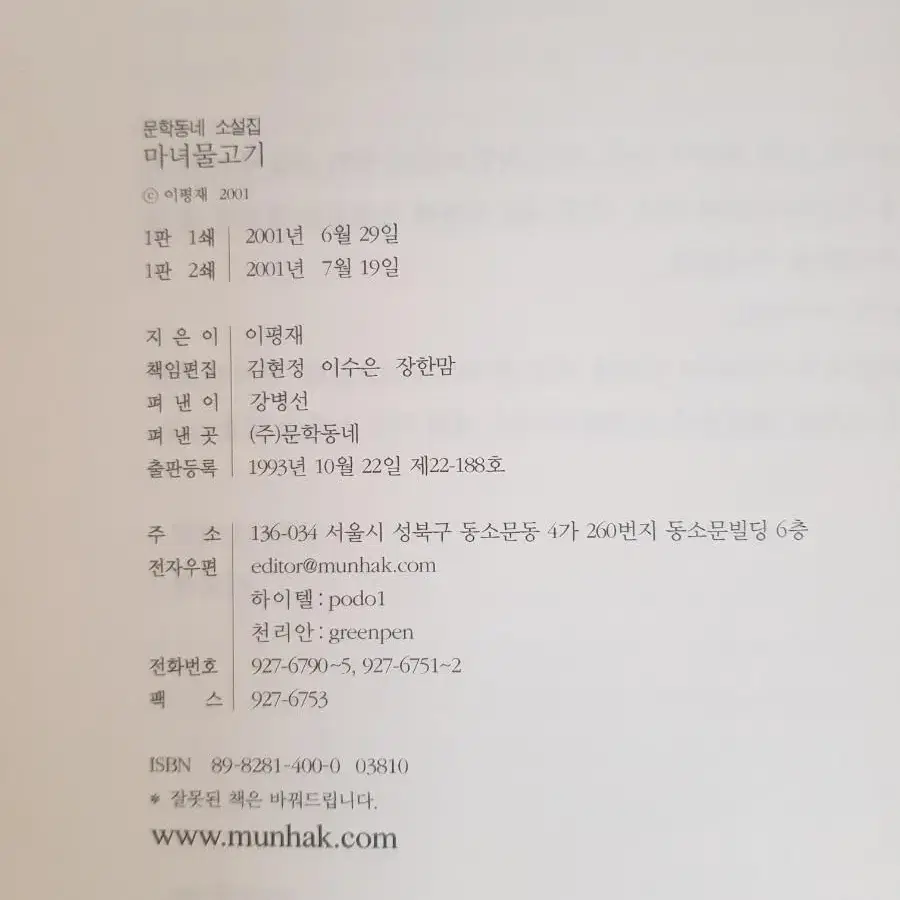 소설 <마녀 물고기> 이평재 지음