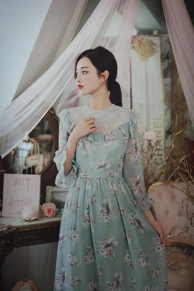 [새상품] 밀크코코아 mint rose dress long ver(m)