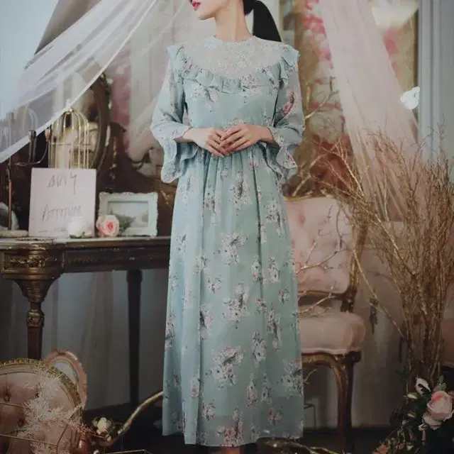 [새상품] 밀크코코아 mint rose dress long ver(m)