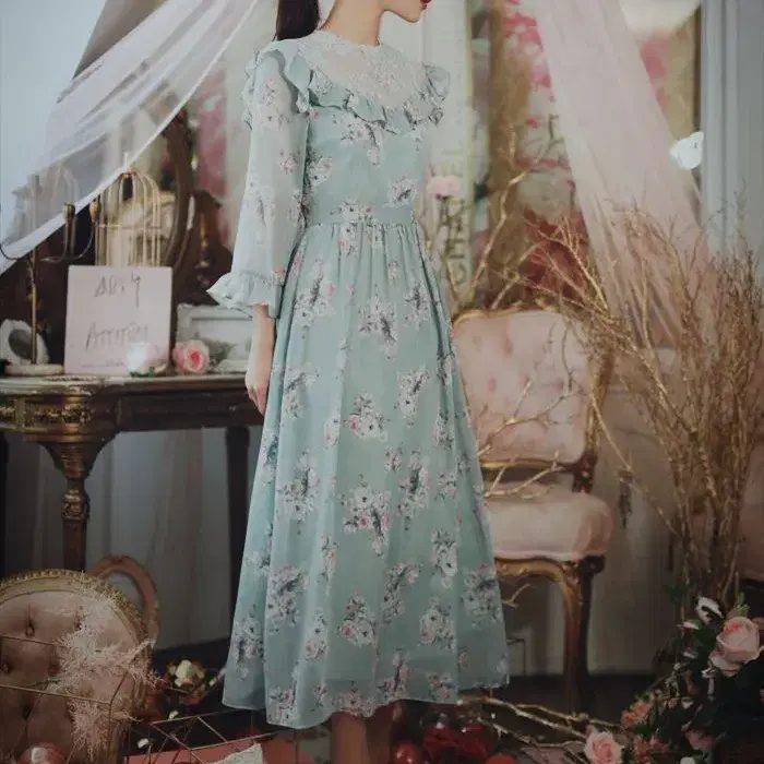 [새상품] 밀크코코아 mint rose dress long ver(m)