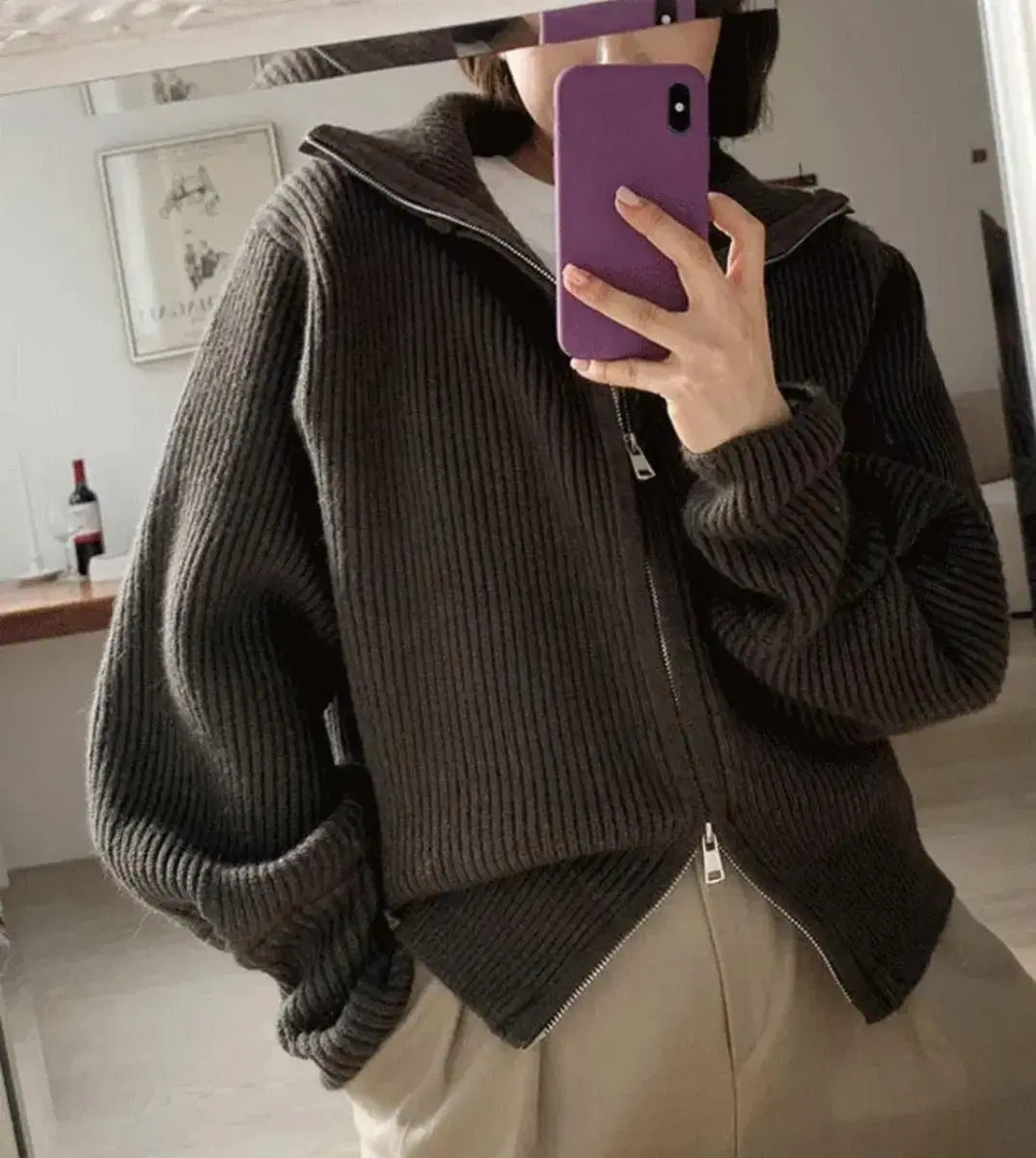 Two-way knit jacket