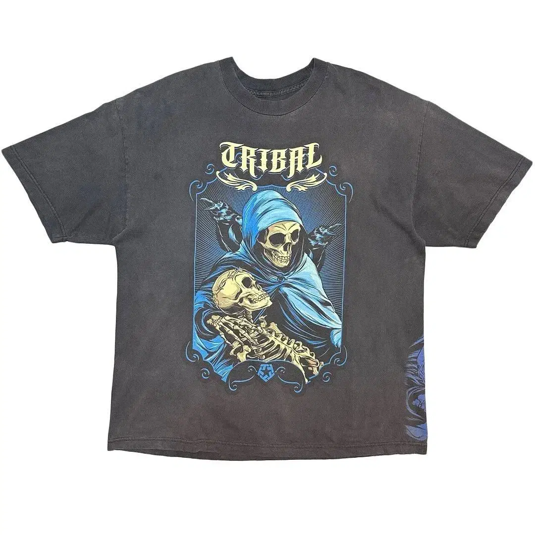 [105] Skull Metal Gothic Print T-Shirt