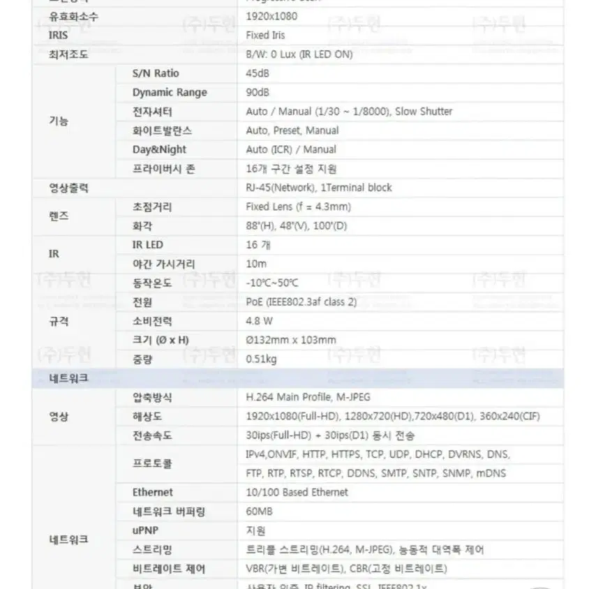 IDIS네트워크 카메라 MNC327DR