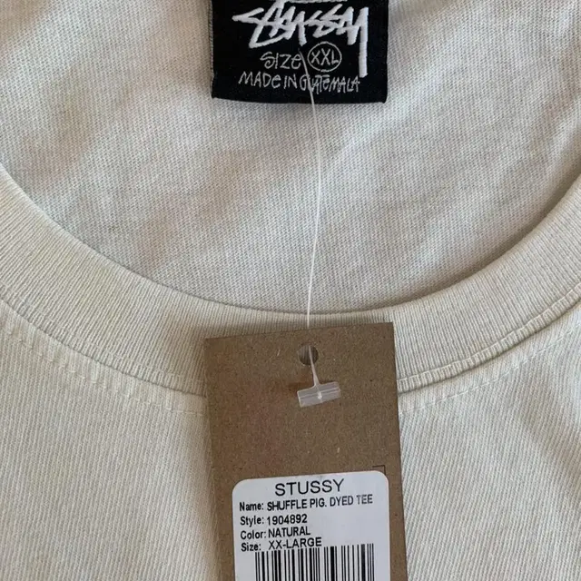 [XXL] stussy 스투시 셔플 피그먼트 다이드 반팔 티셔츠 내츄럴