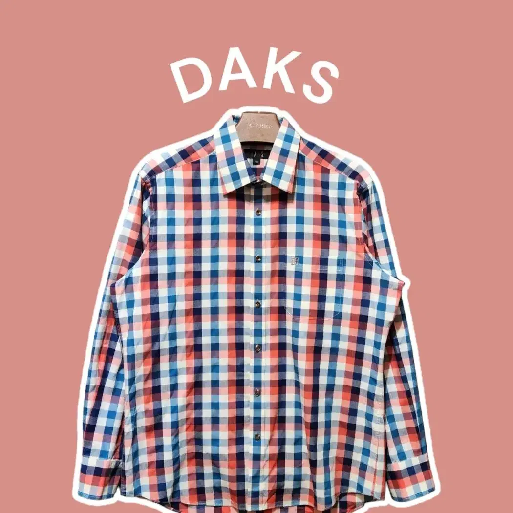 [100] DAKS 닥스 파스텔 체크셔츠 블루레드