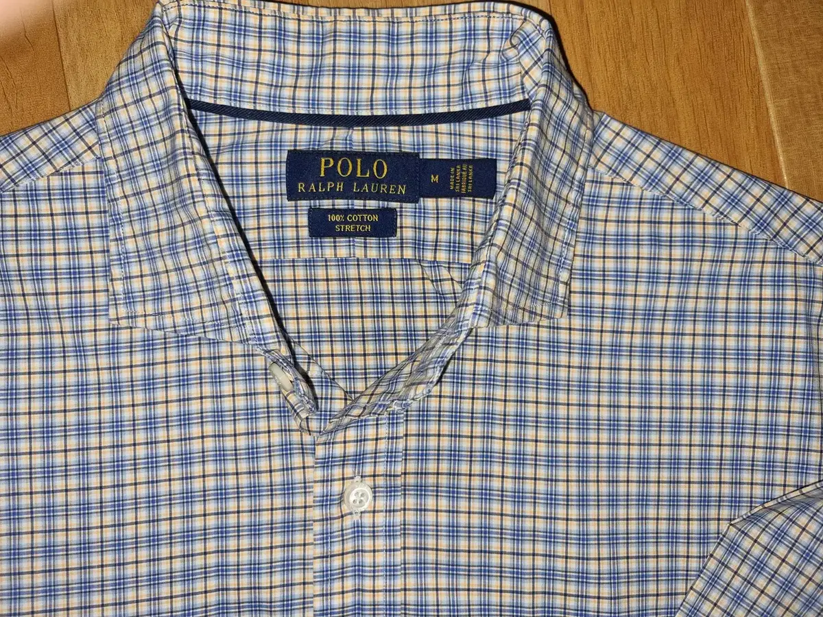 100)Polo check shirt M