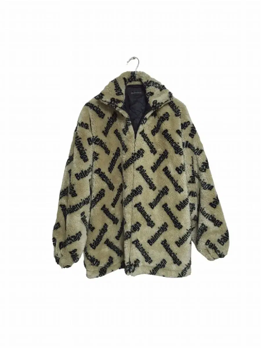 Balenciaga Overfit Multilogo Furry Jacket