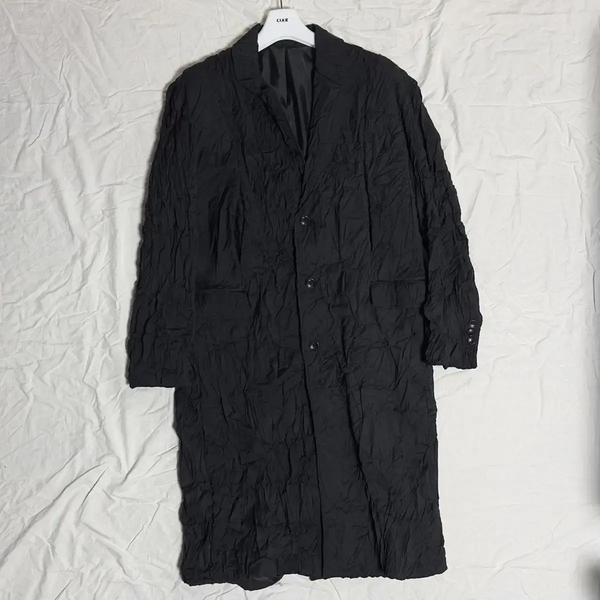 [Coor] Crinkle Pleated Single Coat(Black/L) sells