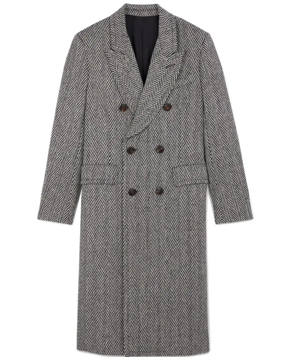 [48] AMI Army Men's Herringbone Wool Double Long Coat