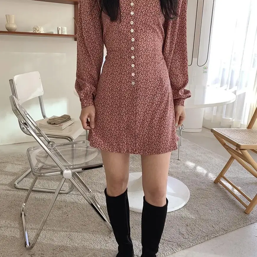 빛다 스몰플라워 원피스 dress 레드