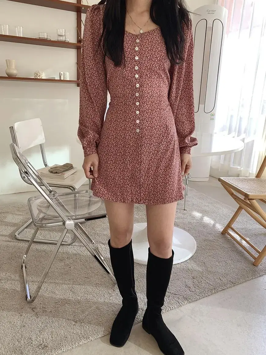 빛다 스몰플라워 원피스 dress 레드