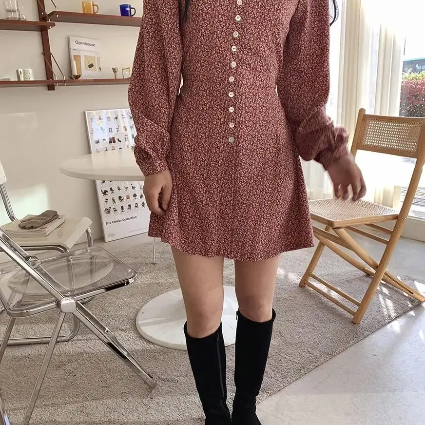 빛다 스몰플라워 원피스 dress 레드