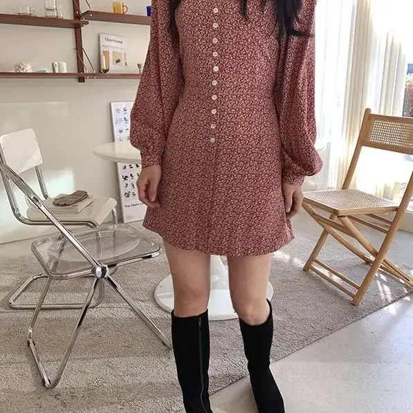 빛다 스몰플라워 원피스 dress 레드