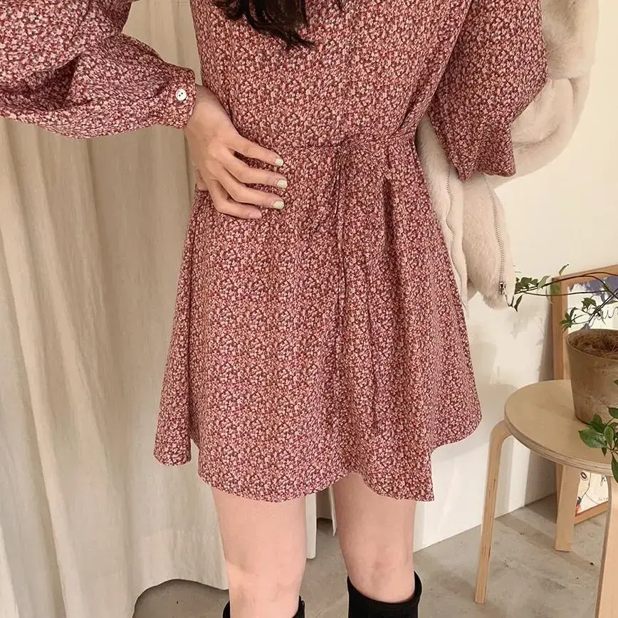 빛다 스몰플라워 원피스 dress 레드