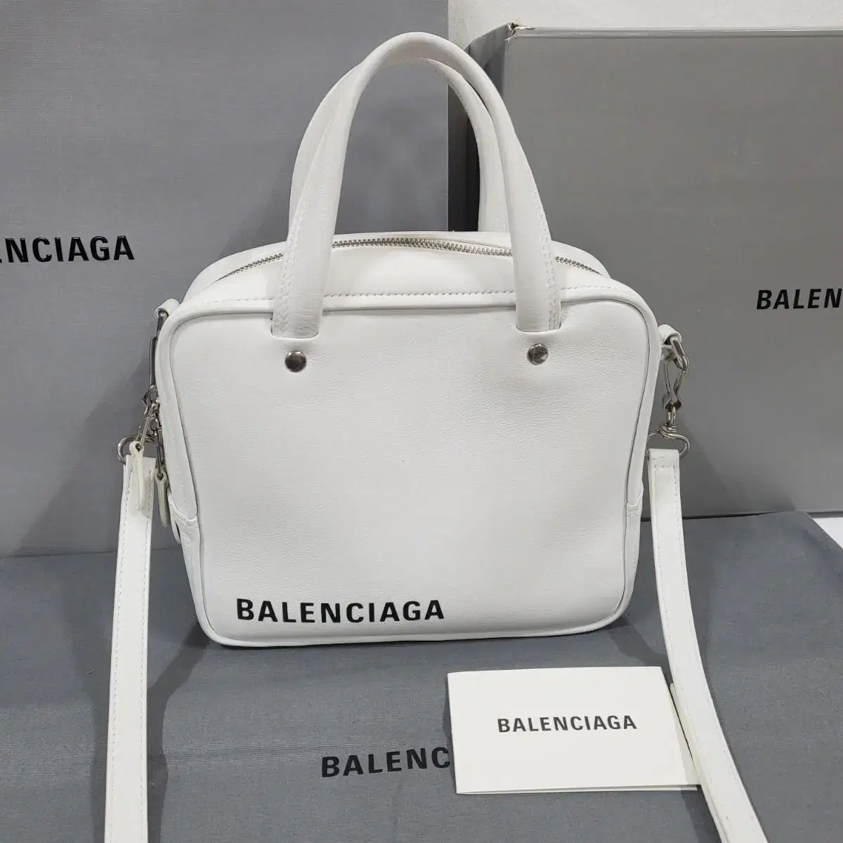 Balenciaga White Triangle Square Bag XS