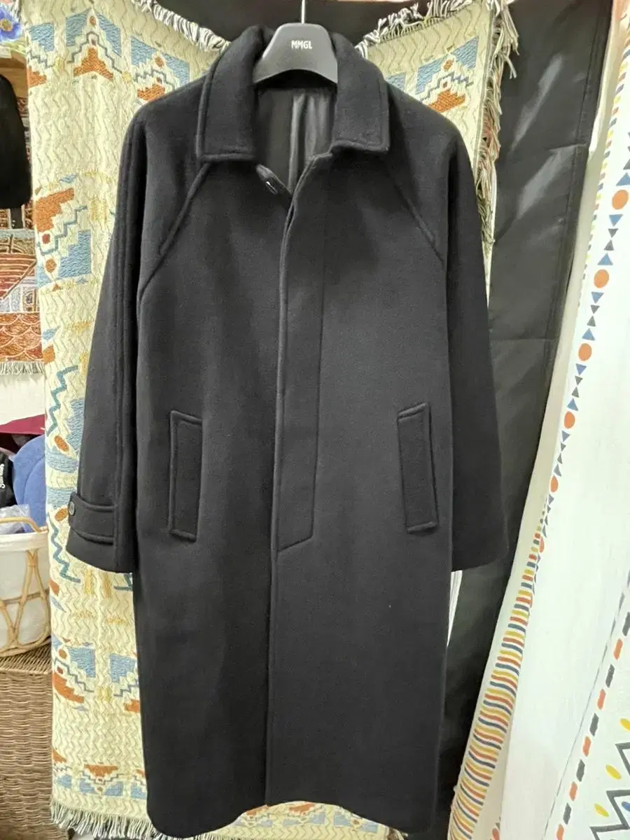 MMGL Wool Balmacan Coat Black