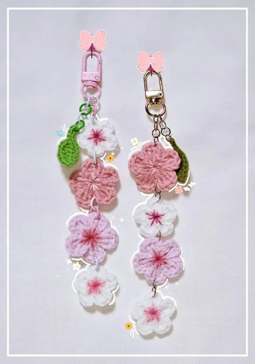 [Handmade] Cherry Blossom Knitting Keyring