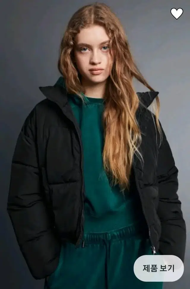 H&M 퍼프 재킷 블랙 L