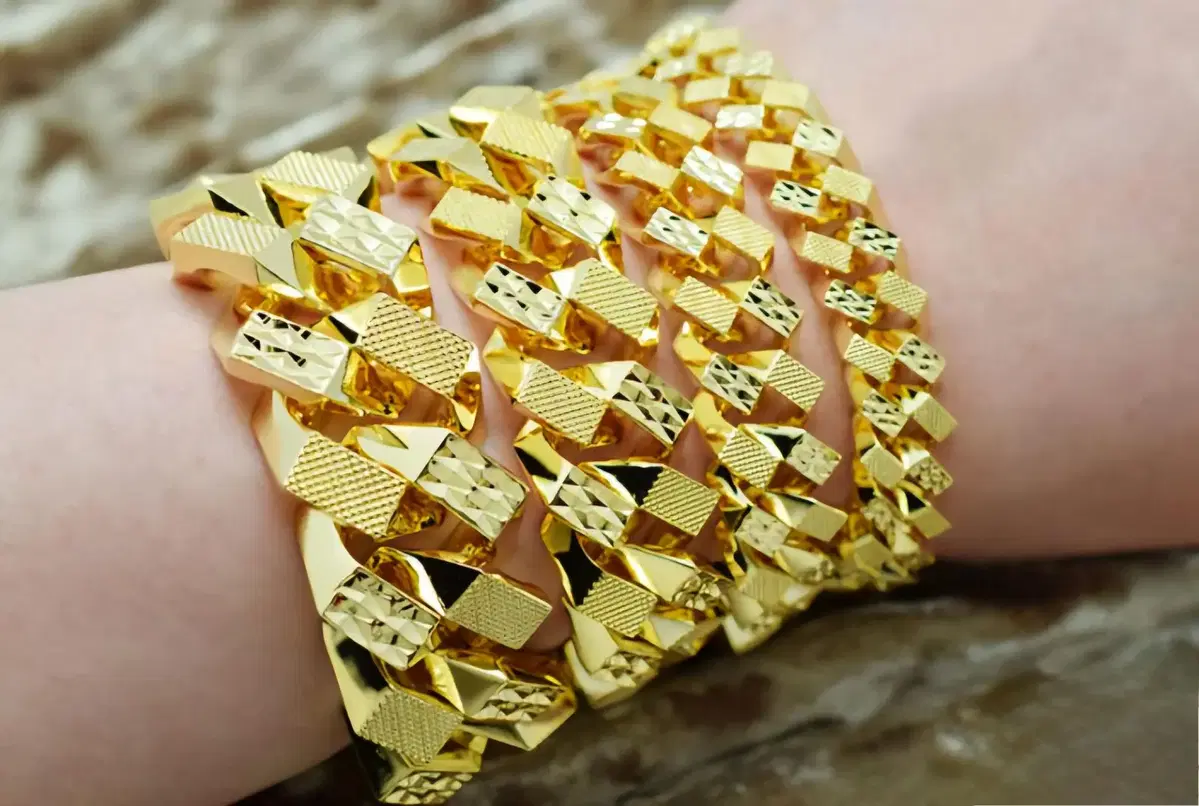 #dot dia Bokashi Gold Octagonal Bracelet 4pcs Specially Pressed Men's Keum Bracelet Plated Bracelet