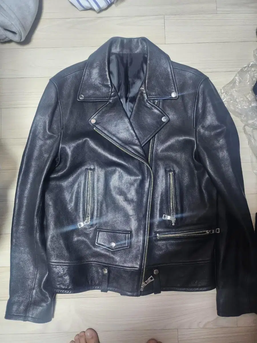 Italian sheepskin bike black jacket size 105