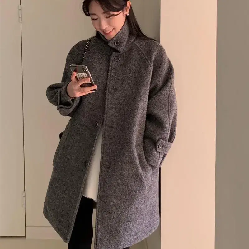 모아빈 차콜 Boucle half coat