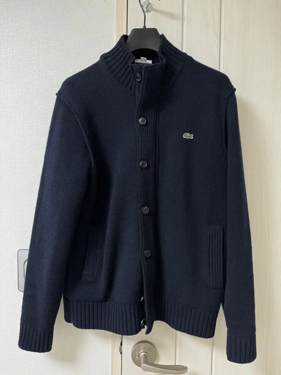 Lacoste High-neck outer woolen zip-up cardigan size M