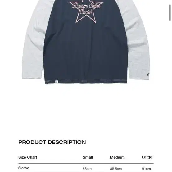 카비시 RAGLAN STAR LOGO LS TEE NAVY