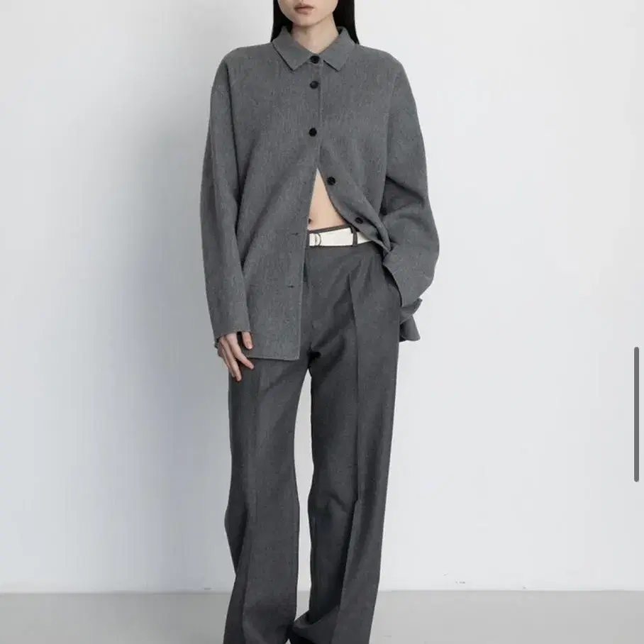 르셉템버 CANVAS BELT POINT WOOL PANTS [GRAY]