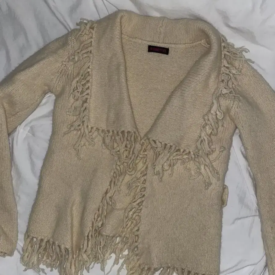 Vintage fringe knit cardigan