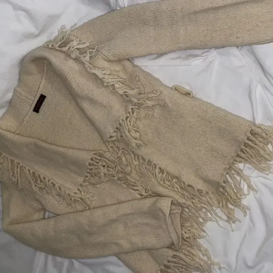 Vintage fringe knit cardigan