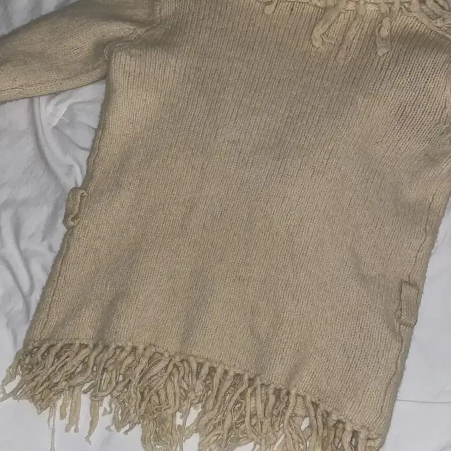 Vintage fringe knit cardigan