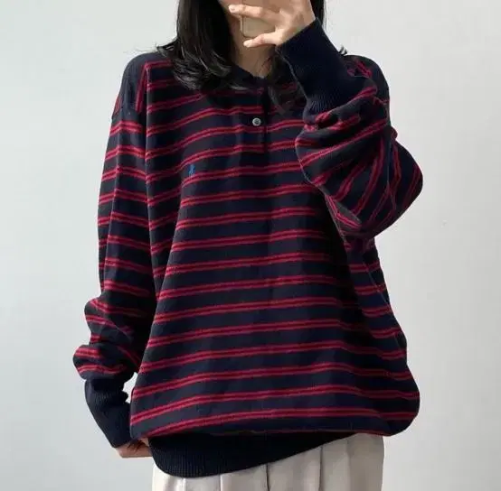 Polo kara knit stripe