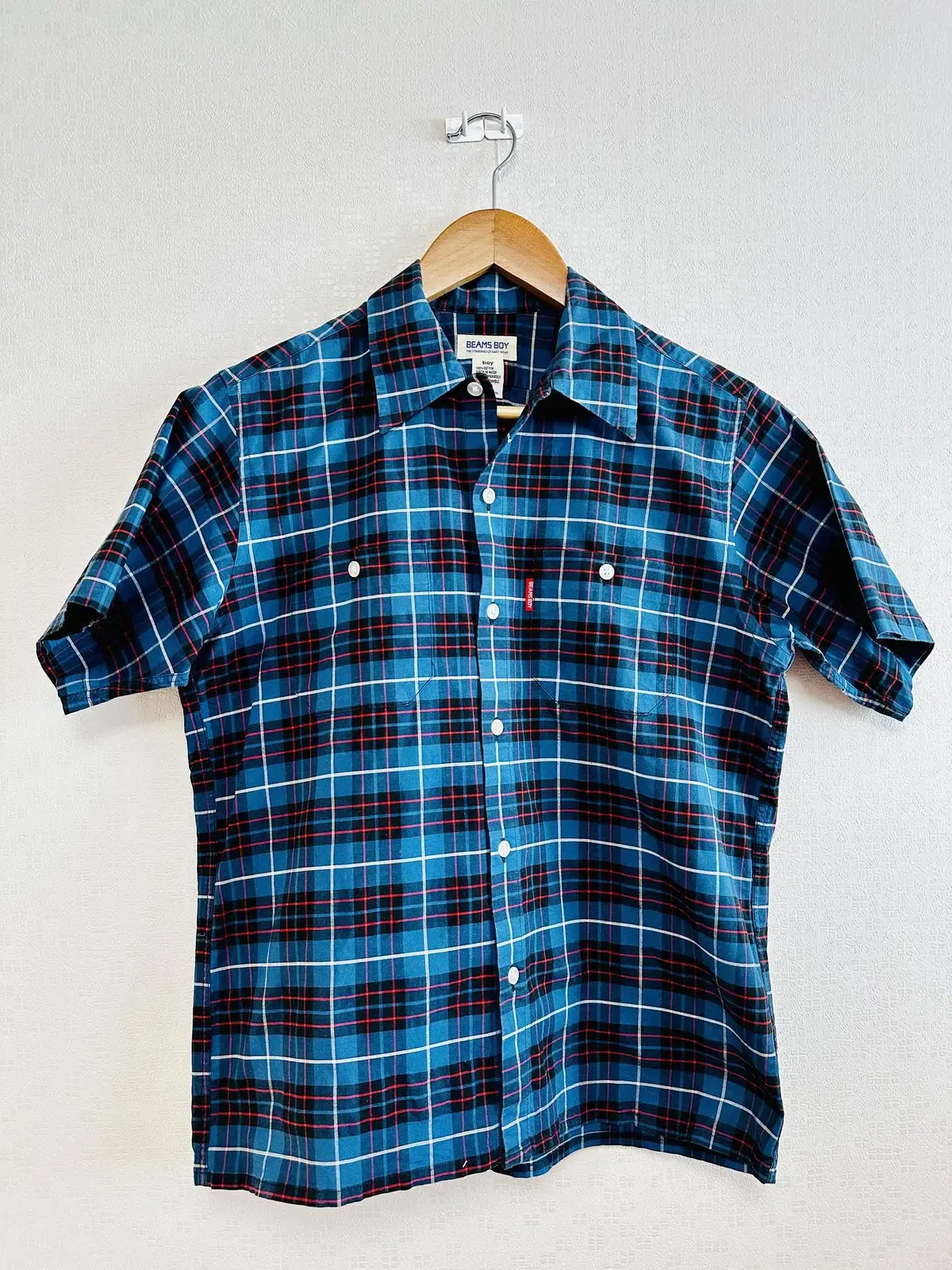 BEAMS BOY Striped plaid short sleeve shirt