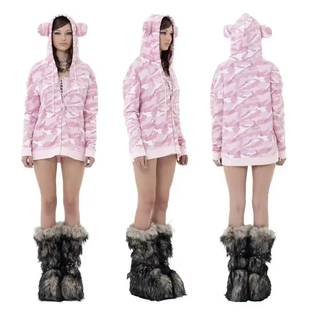 베이비메탈클럽 Bear gal hood (pink camo)