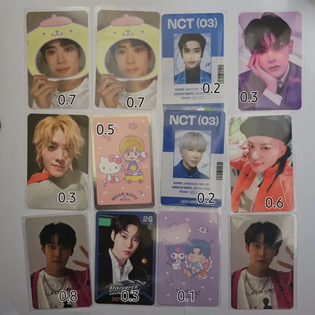 NCT127 photocard jaehyun taeyong yuta jungwoo doyoung San Rio Universe Ayo