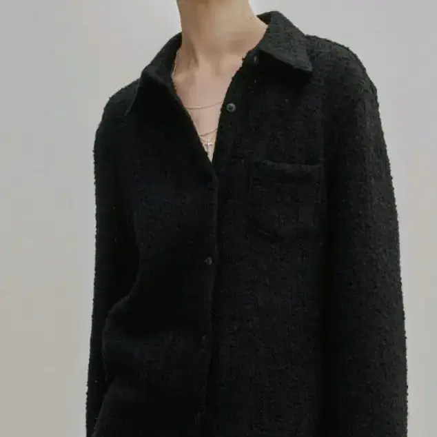 노이어 포 우먼 WOOL LACE SLIM FIT SHIRT (BLACK