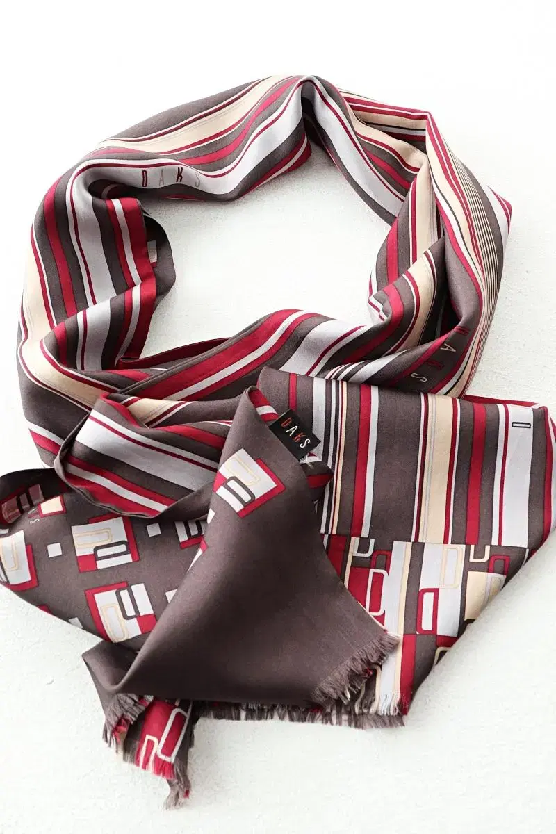 (F) Daks Silk Scarf Stripe Logo Pattern Old School-2008