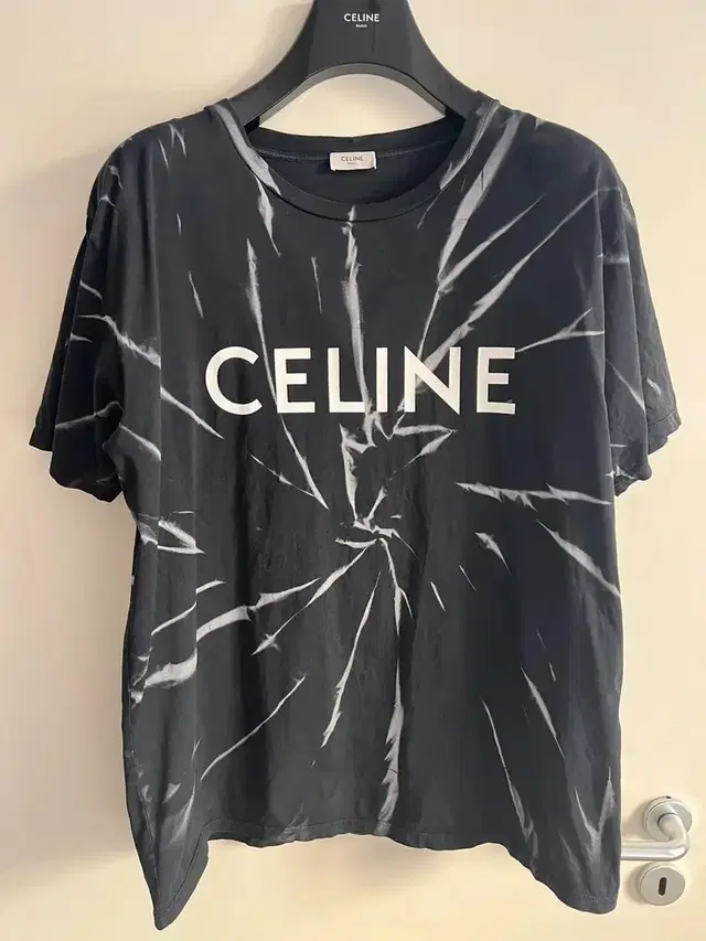 [L] 셀린느 CELINE 로고 나염 타이다이 오버핏 반팔티셔츠