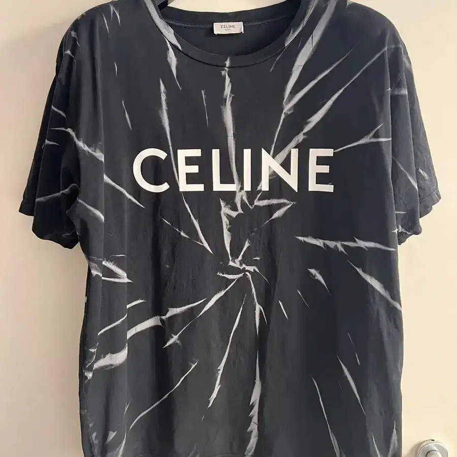 [L] 셀린느 CELINE 로고 나염 타이다이 오버핏 반팔티셔츠