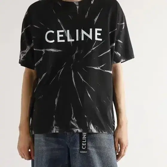 [L] 셀린느 CELINE 로고 나염 타이다이 오버핏 반팔티셔츠